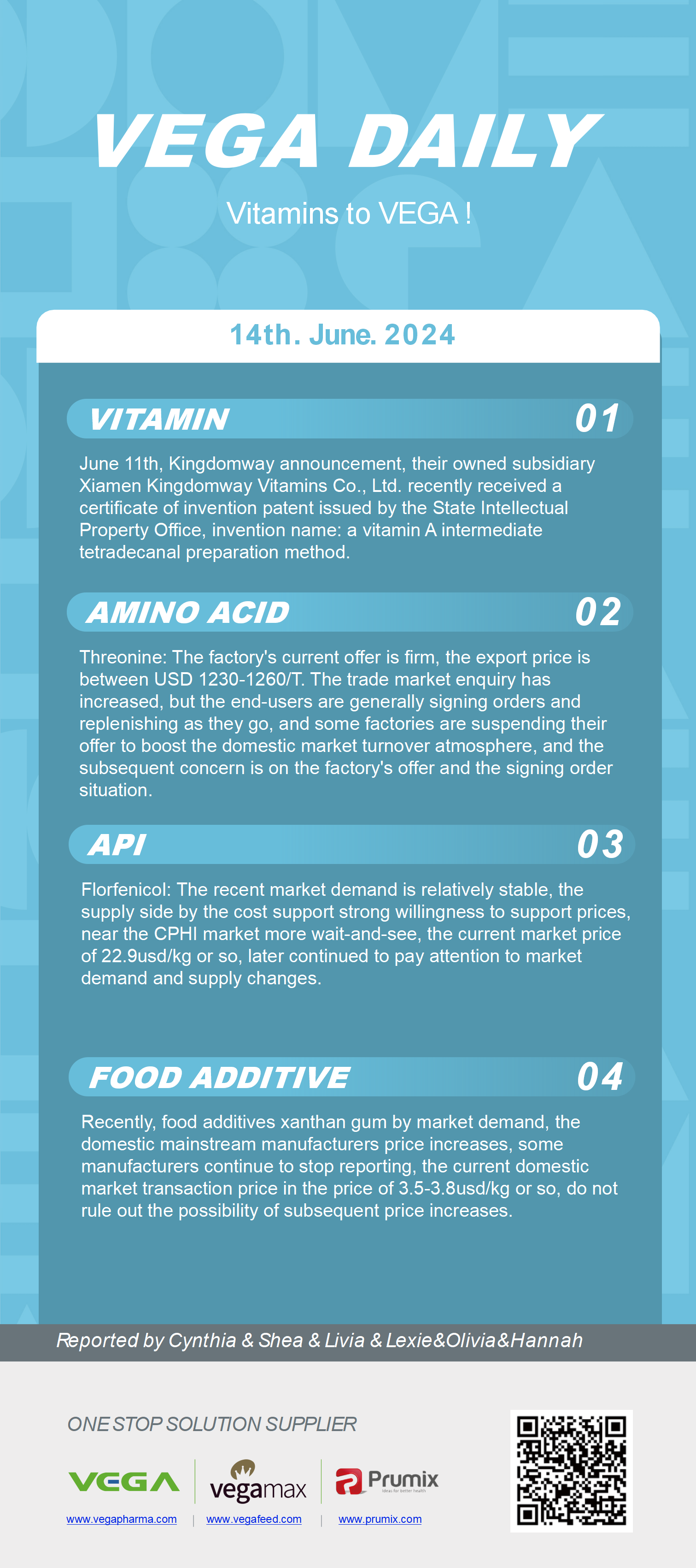 Vega Daily Dated on Jun 14th 2024 Vitamin Amino Acid APl Food Additives.png